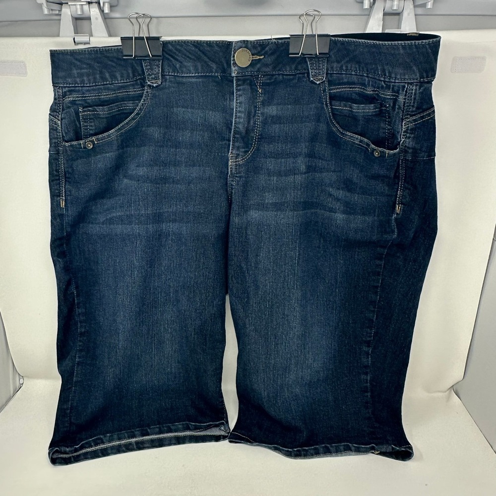 Democracy Shorts Women 18W Blue Absolution Bermuda Dark Wash Stretch W8881CBX